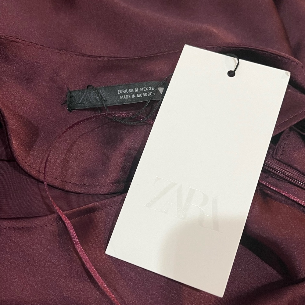 Zara Medium Burgundy Backless Dress (NWT) - Picture 6 of 7